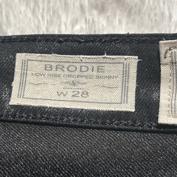 🇬🇧 ALL SAINTS “Brodie” Waxed Low Rise Cropped Skinny Jean Black - Picture 7 of 8